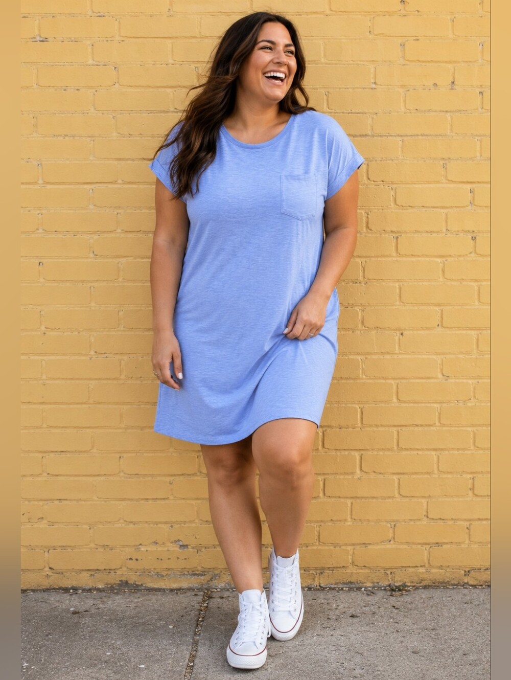 GAP Women's NEW Size XXL: Casual Pocket Tee Dress in Light Periwinkle